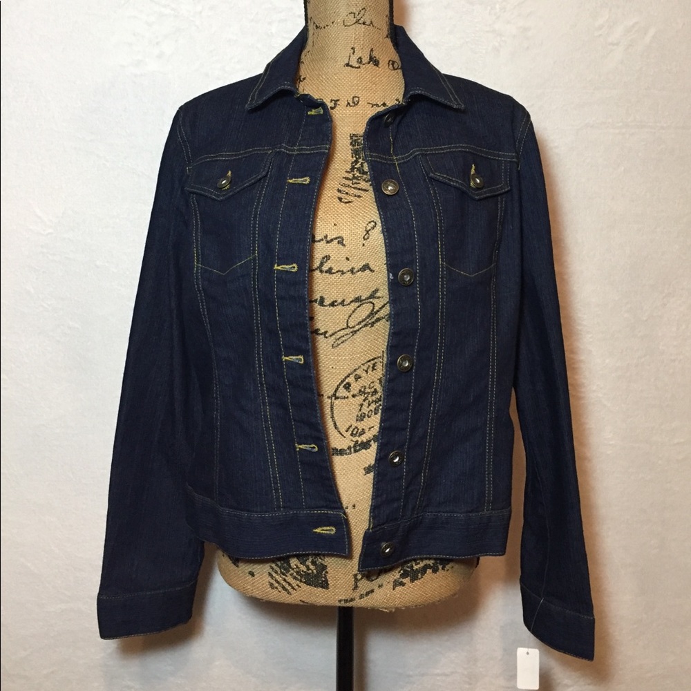 NWT Dark Denim Jean Jacket w/ Detailed Buttons